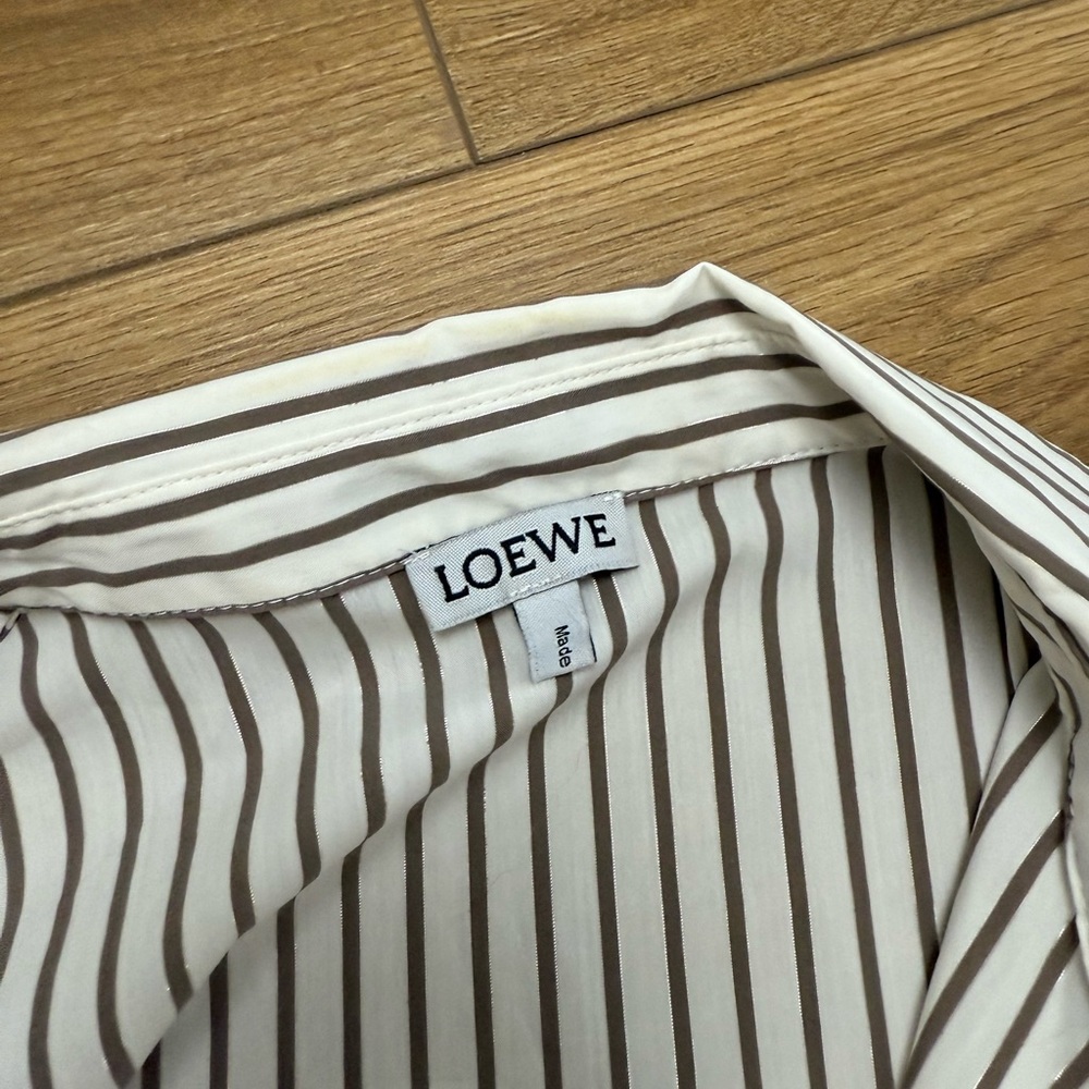 Loewe Brown and White Striped Button Down Shirt - Picture 4 of 6